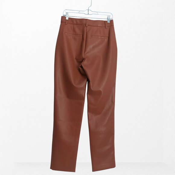 BABATON Brown Faux Leather Trousers 8 Caramel Sharp Polished Business Tailored - Picture 3 of 11